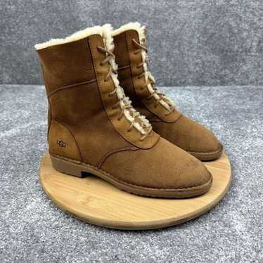 Ugg Daney Combat Boots Womens 9 Suede Shearling F… - image 1