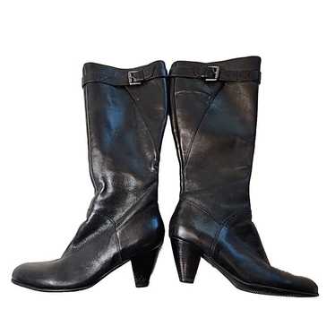 ECCO Womens Boots Black Leather Tall Riding Wide … - image 1