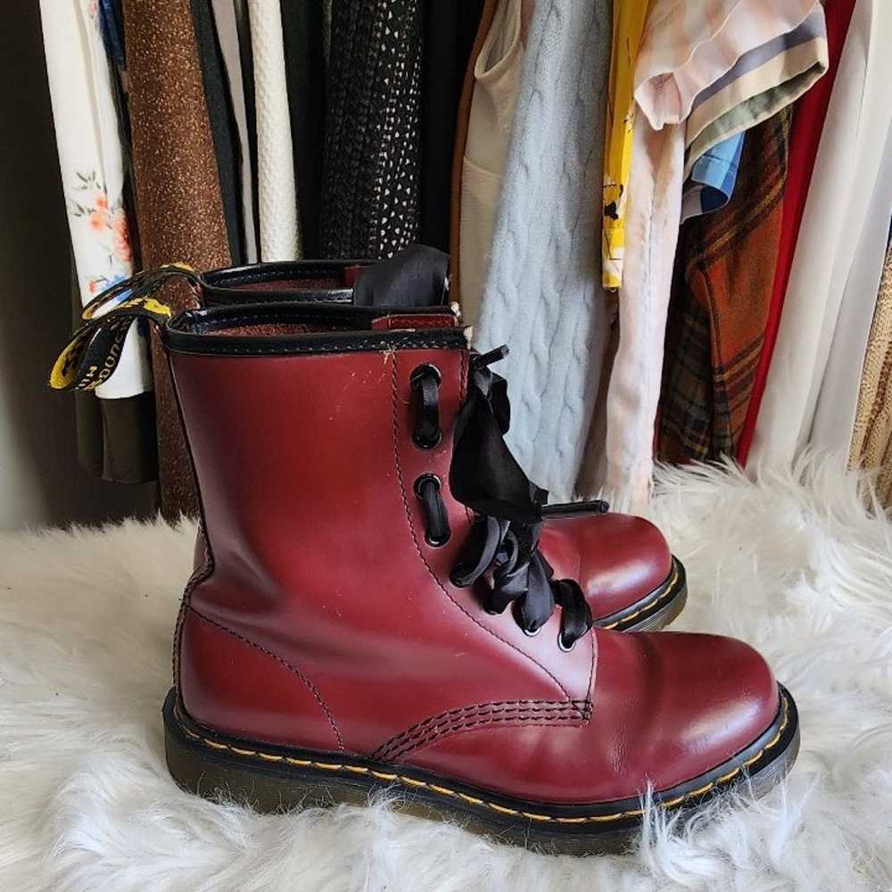 Dr. Martens 1460 Smooth Leather Lace Up Burgundy … - image 2