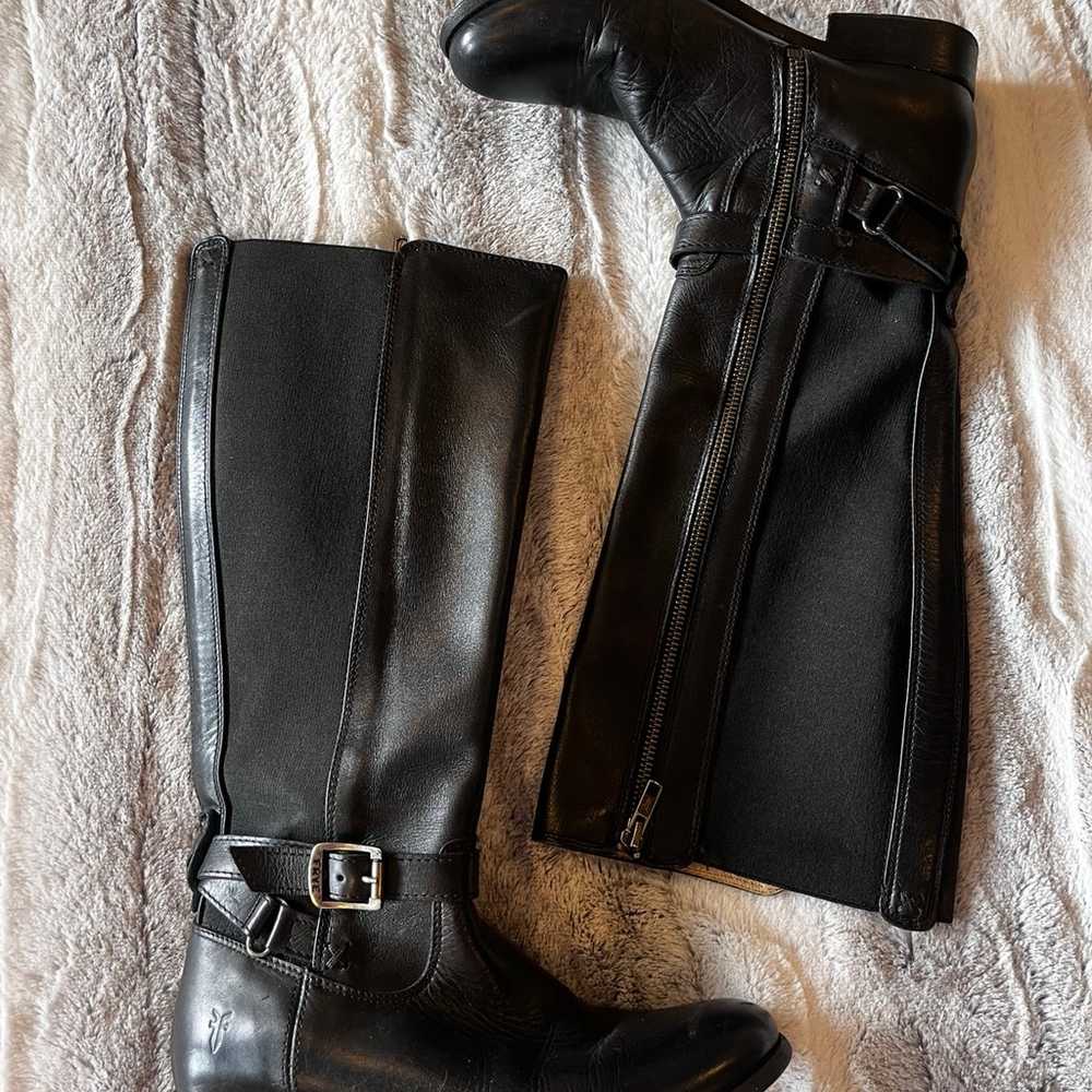 Frye Melissa Gore Riding Boots Black Leather size… - image 2
