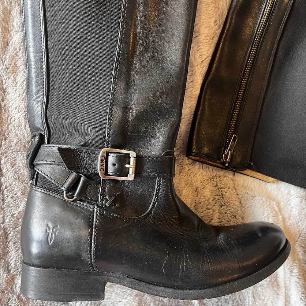 Frye Melissa Gore Riding Boots Black Leather size… - image 3
