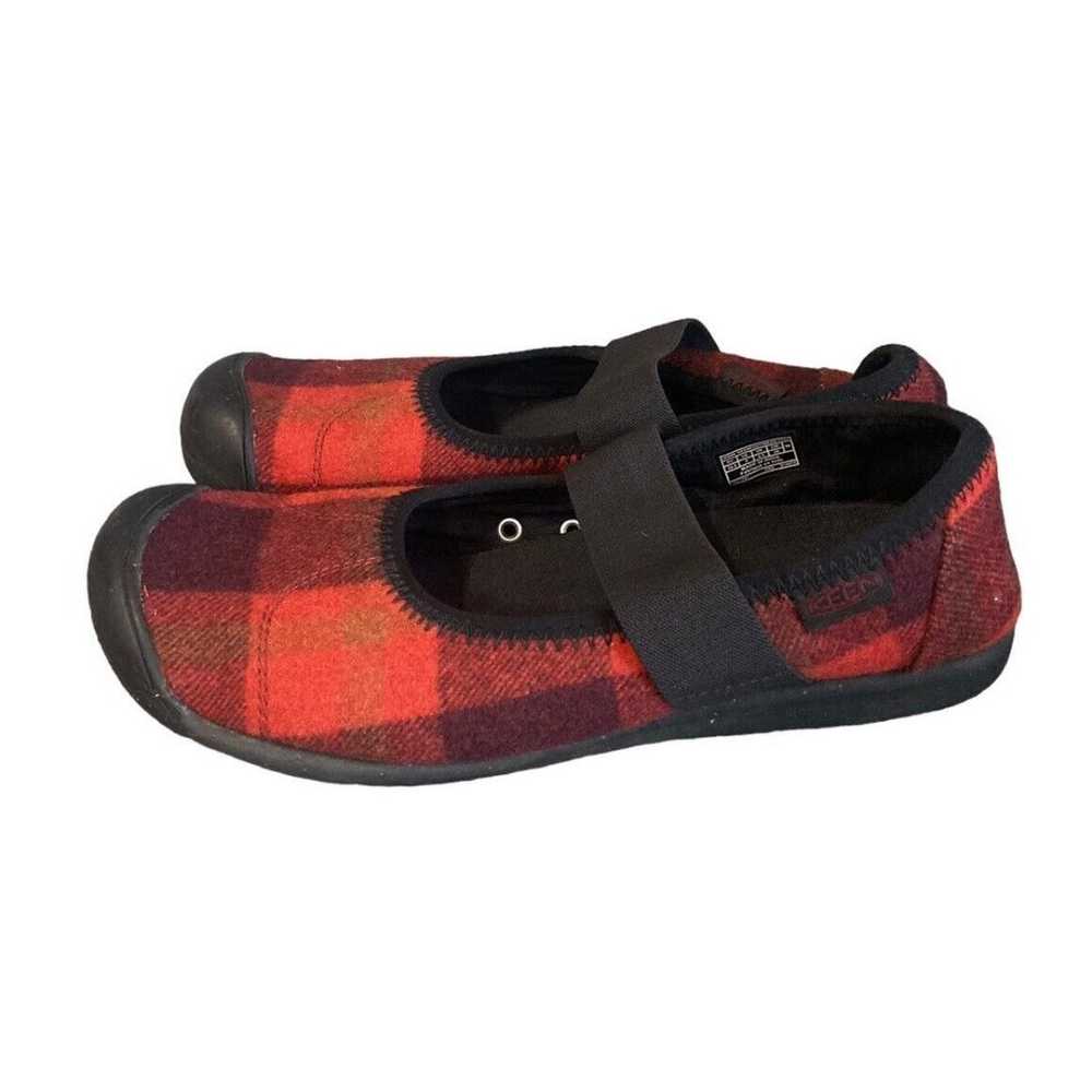 Keen Sienna Plaid Mary Jane Shoes Flats Red Black… - image 1