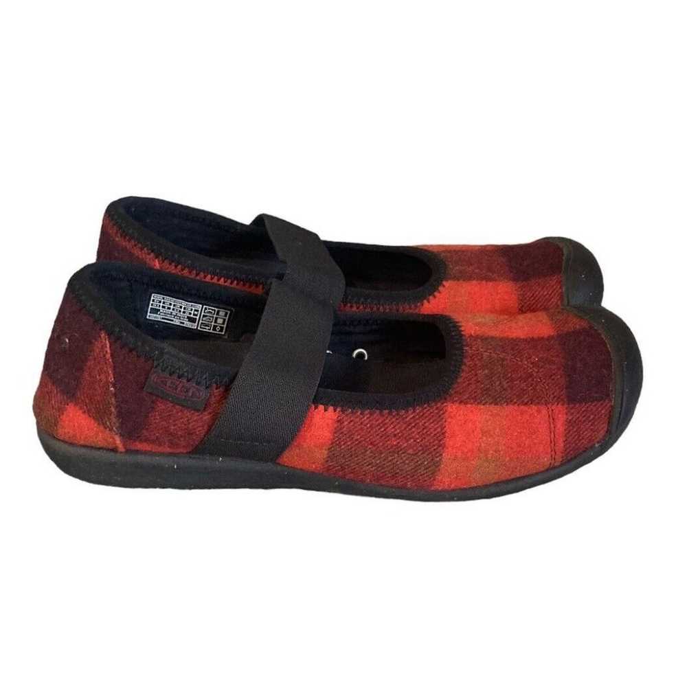 Keen Sienna Plaid Mary Jane Shoes Flats Red Black… - image 3