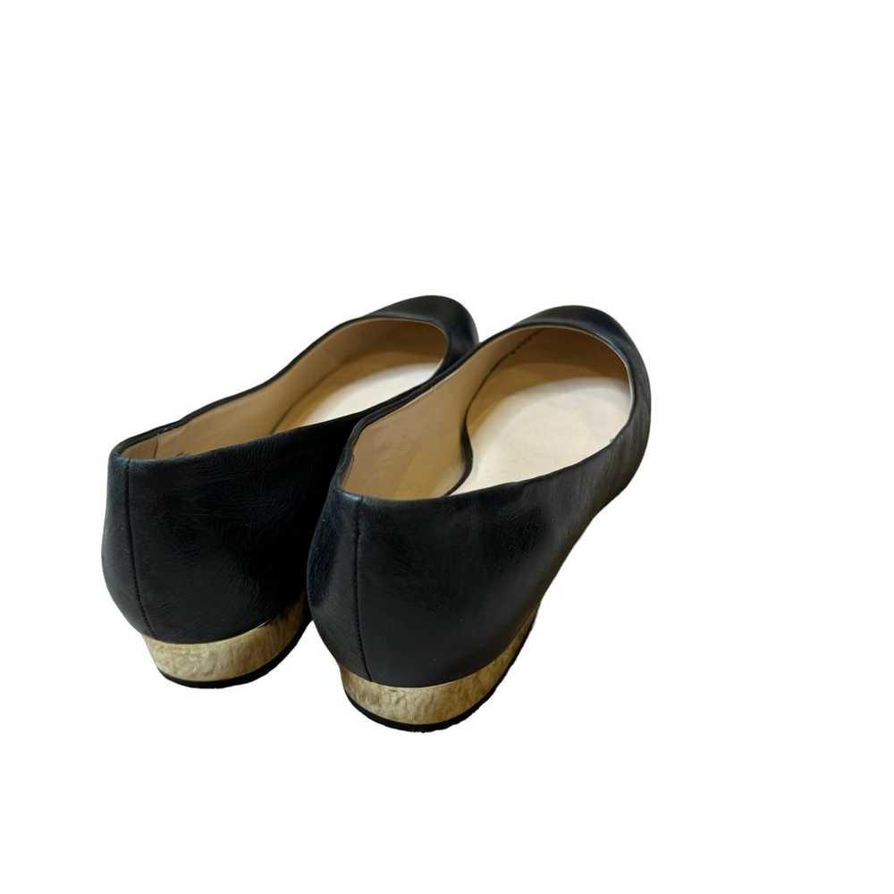 Isaac Mizrahi Black Leather Gold Low Heel Ballet … - image 6