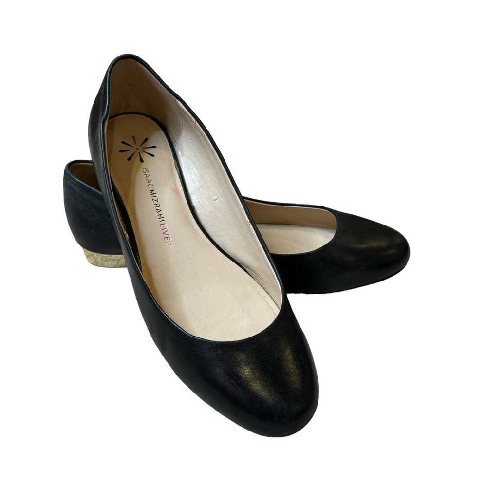 Isaac Mizrahi Black Leather Gold Low Heel Ballet … - image 7