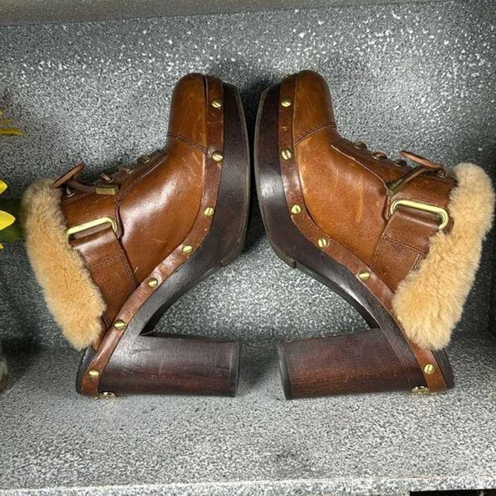 VINCE CAMUTO Cognac Brown Leather Shearling Mules… - image 5