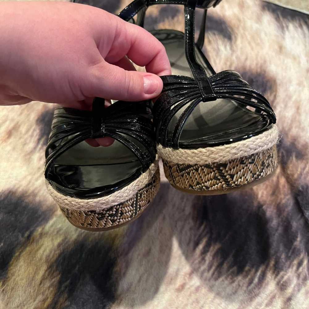 Fergalicious Black Strappy Wedge Sandals Size 9.5 - image 3