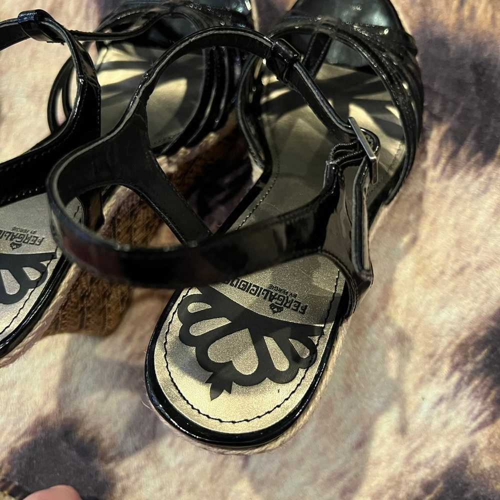 Fergalicious Black Strappy Wedge Sandals Size 9.5 - image 8