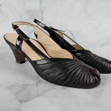 Antinea women's black strappy heel, vintage, size… - image 1