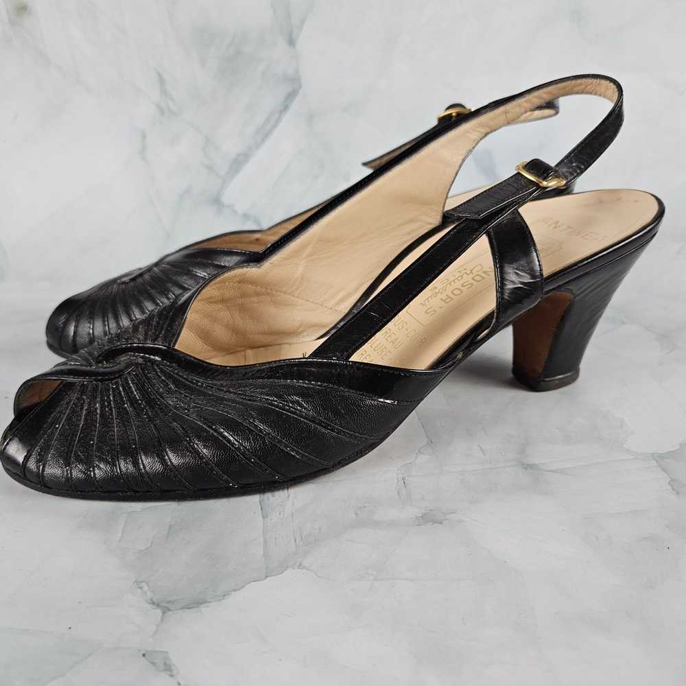 Antinea women's black strappy heel, vintage, size… - image 3