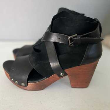 Free People Black Leather Studded Open Toe Sandal… - image 1
