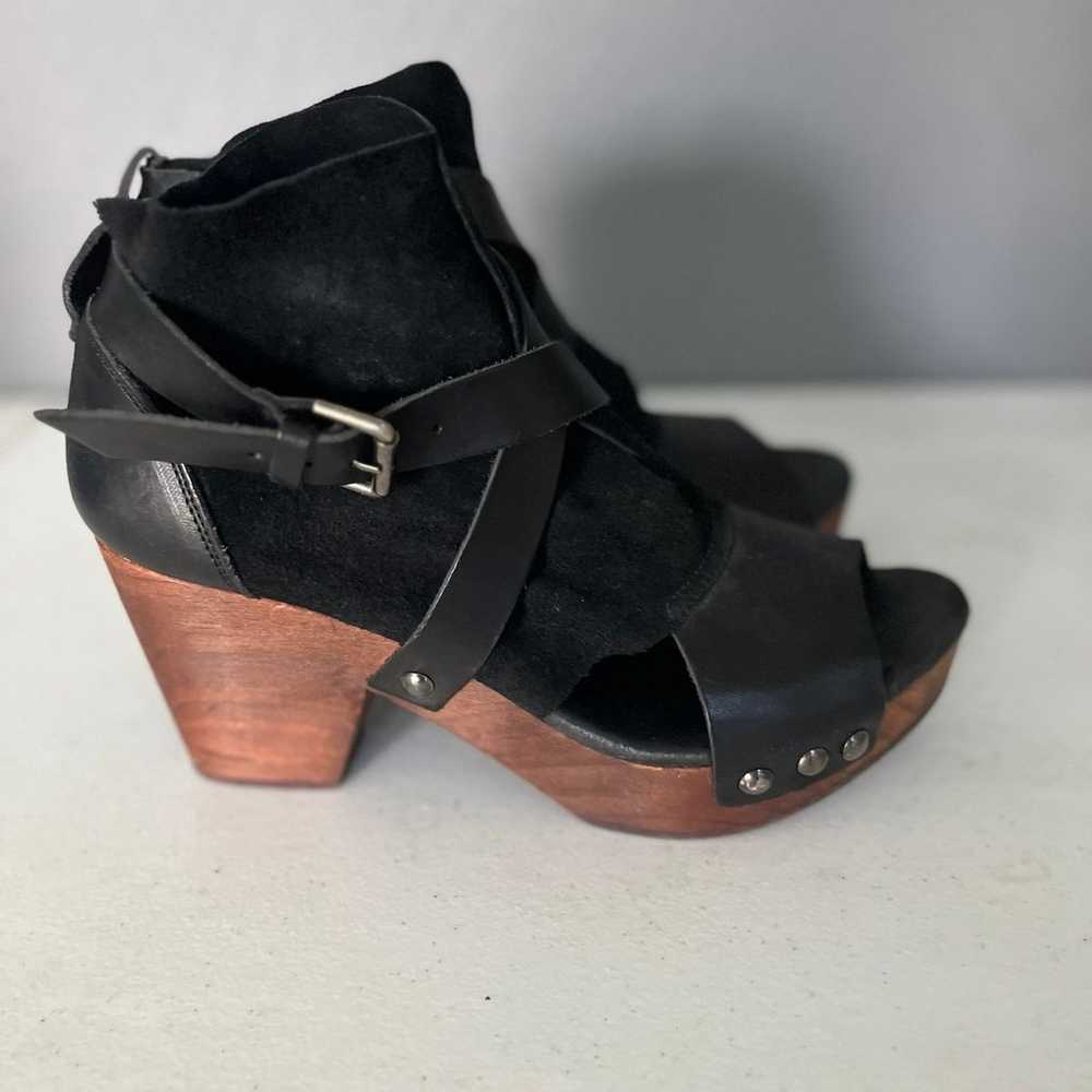 Free People Black Leather Studded Open Toe Sandal… - image 2