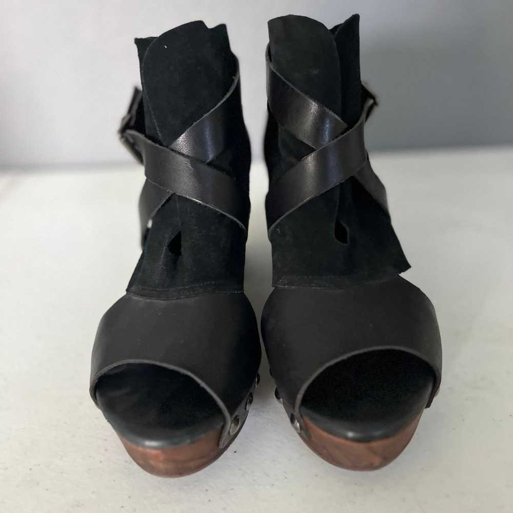 Free People Black Leather Studded Open Toe Sandal… - image 5