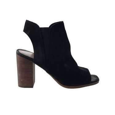 ALDO Black Leather Suede Peep Toe Block Heel Shoe… - image 1