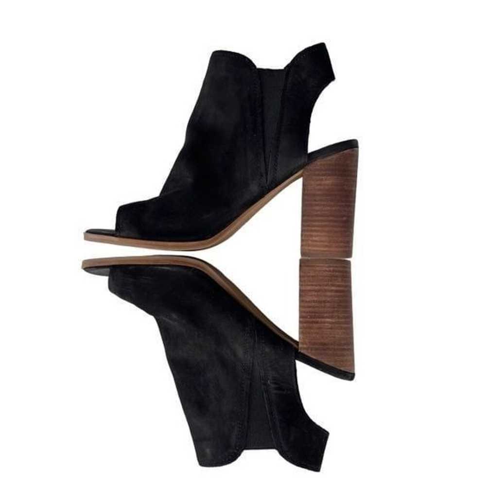 ALDO Black Leather Suede Peep Toe Block Heel Shoe… - image 4
