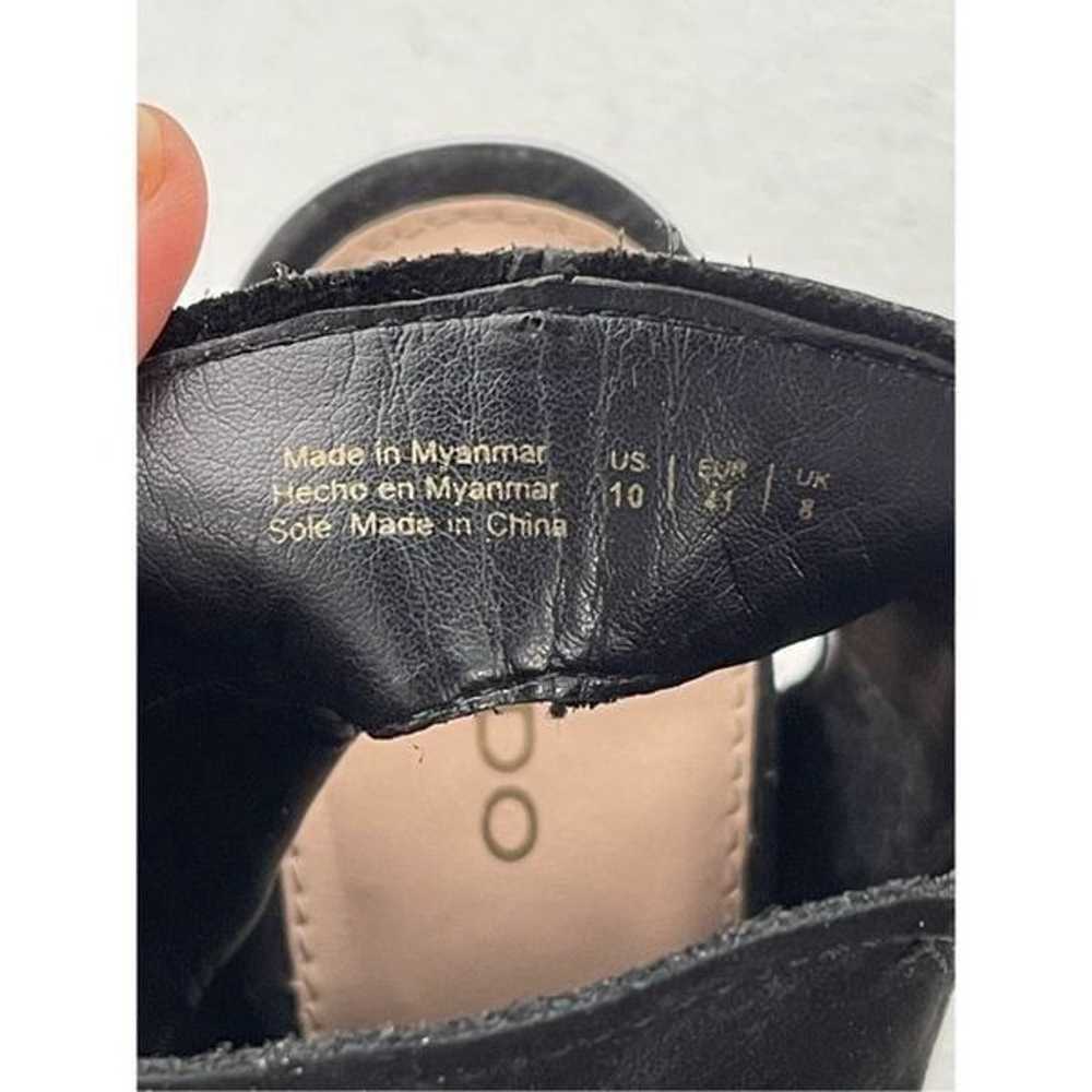 ALDO Black Leather Suede Peep Toe Block Heel Shoe… - image 6