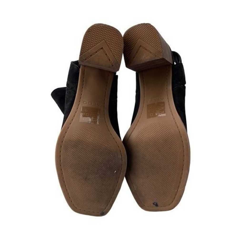 ALDO Black Leather Suede Peep Toe Block Heel Shoe… - image 7