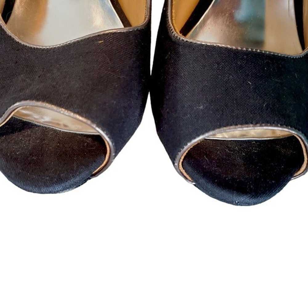 Badgley Mischka Black Peep Toe High Heels Metalli… - image 5