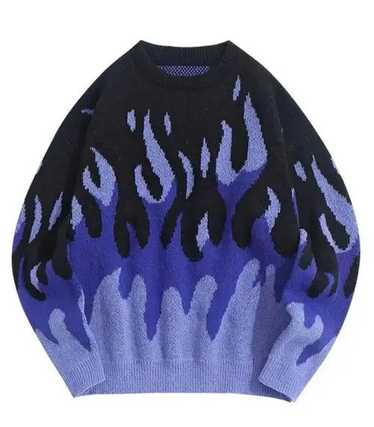 Coloured Cable Knit Sweater × Streetwear Fire Flam