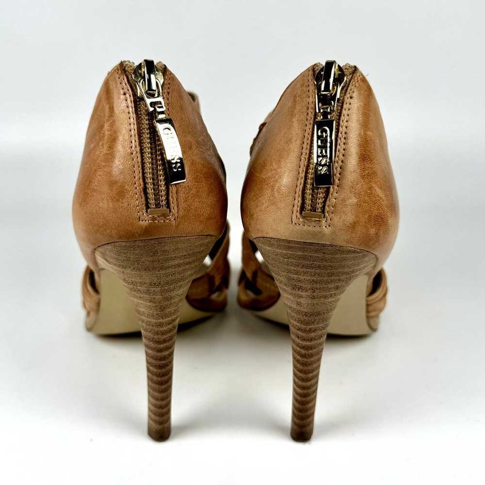 GUESS Women's Brown Tan Leather Open Toe Stilleto… - image 6