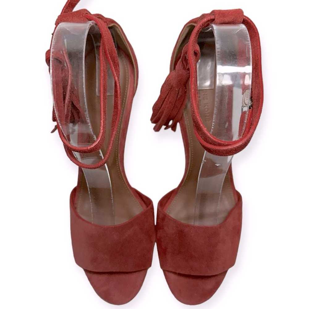 Yvonne Kone Women’s Size 38 7.5 Red Suede Wrap Ta… - image 5