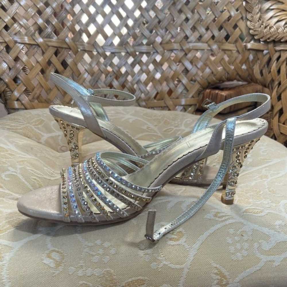 Gold genuine lambskin heels with rhinestones heel… - image 10
