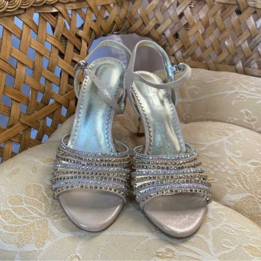 Gold genuine lambskin heels with rhinestones heel… - image 1