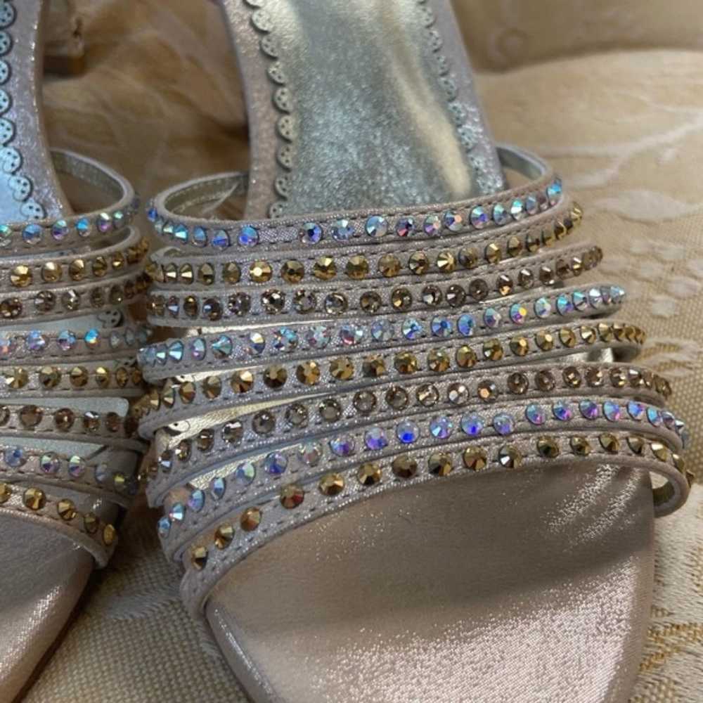 Gold genuine lambskin heels with rhinestones heel… - image 2