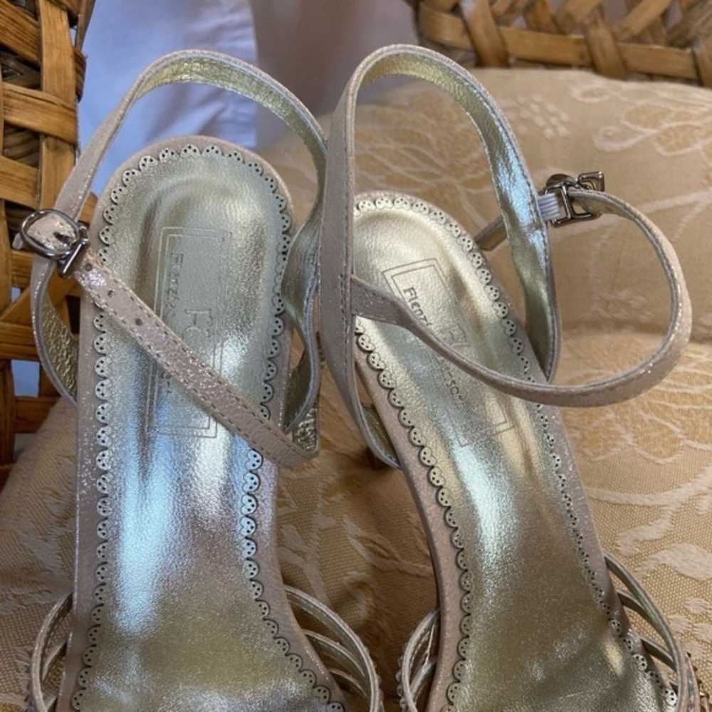Gold genuine lambskin heels with rhinestones heel… - image 4