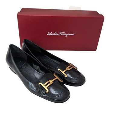 Salvatore Ferragamo Black Patent Leather Flat Sho… - image 1