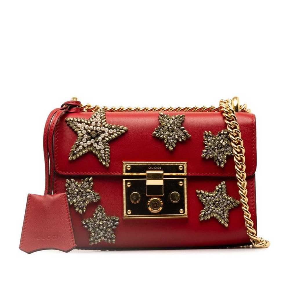 Gucci Gucci Leather Crystal Star Small Padlock Cr… - image 1
