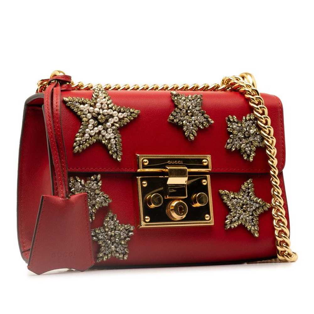 Gucci Gucci Leather Crystal Star Small Padlock Cr… - image 2