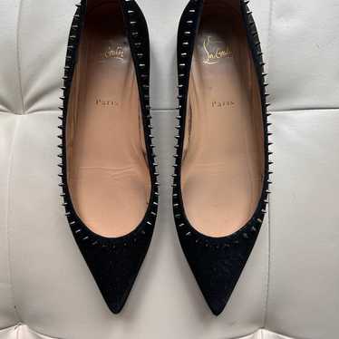 Christian Louis Vuitton black glitter spike flat. - image 1