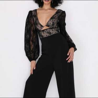 Black Lace Long Sleeve Jumpsuit