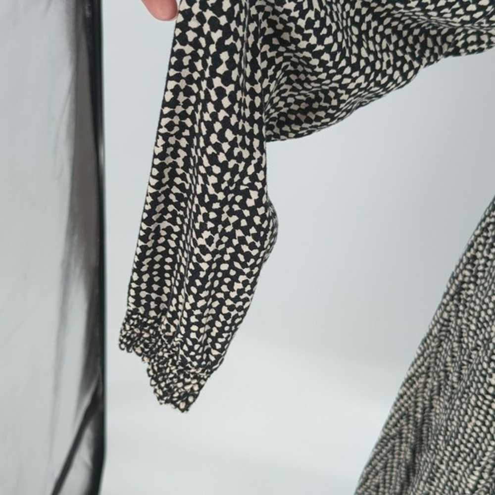 H&M Animal Print Blouson Midi Dress Black Ivory S… - image 5