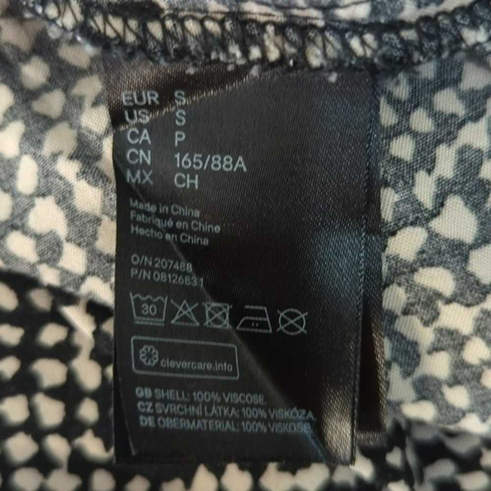 H&M Animal Print Blouson Midi Dress Black Ivory S… - image 8