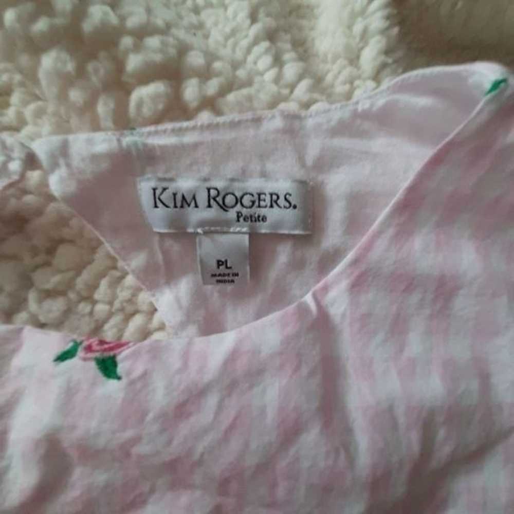 Kim rogers sz petite large pink gingham floral em… - image 5
