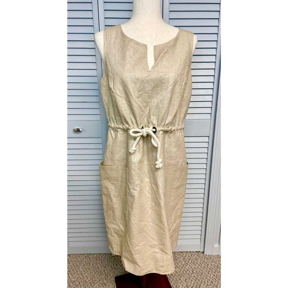 Anthropologie Maeve Flaxen Shimmer Dress sleevele… - image 1