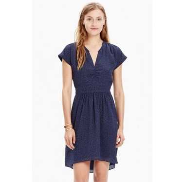 Madewell 100% Silk Fable Dress in Blue and Black … - image 1