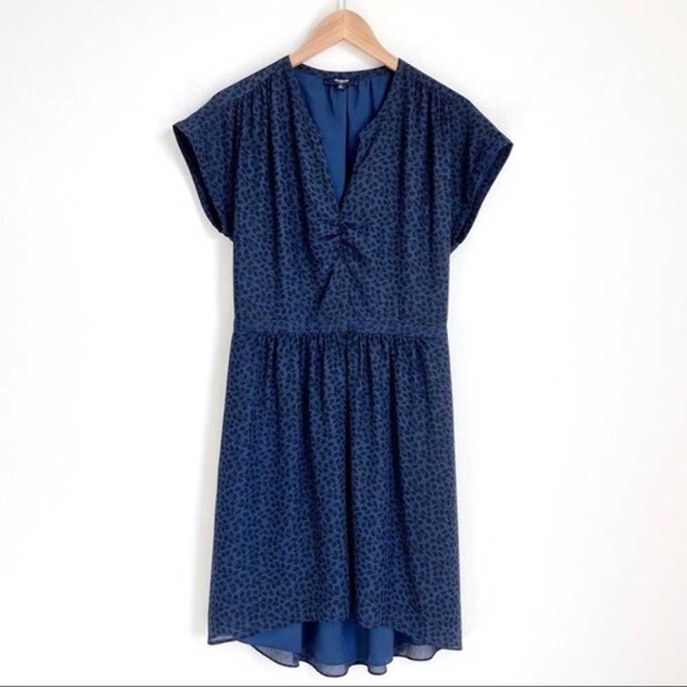 Madewell 100% Silk Fable Dress in Blue and Black … - image 3