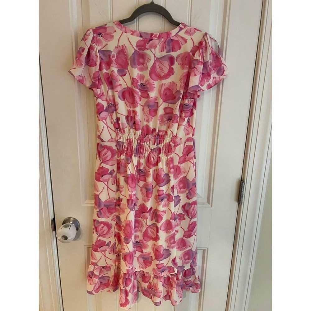 Talbots Pink Floral Flutter Sleeve Dress Size 2 - image 2