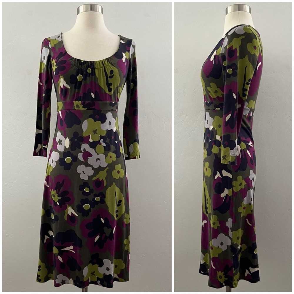 Boden Retro Poppy Floral Print Jersey Dress Modes… - image 1