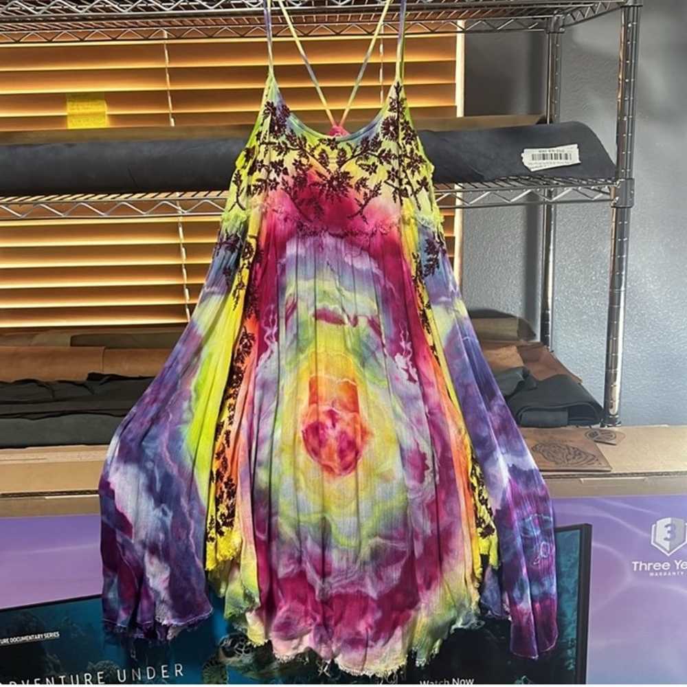 Free People Unique Custom Tie Dye Mini Dress - image 4