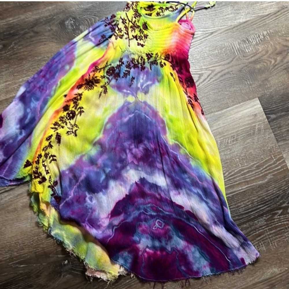 Free People Unique Custom Tie Dye Mini Dress - image 6