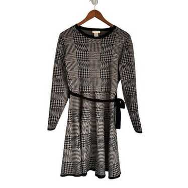 Max Studio Black Tan Houndstooth Sweater A Line D… - image 1