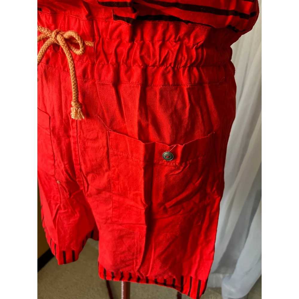 Romper Vintage 1980s red striped pockets - image 5