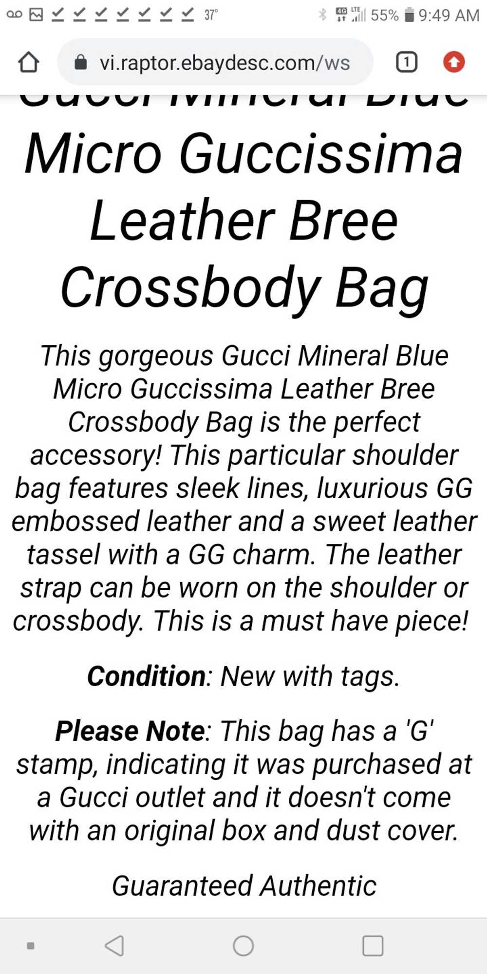Authentic Gucci Guccissima Blue Micro Crossbody - image 7