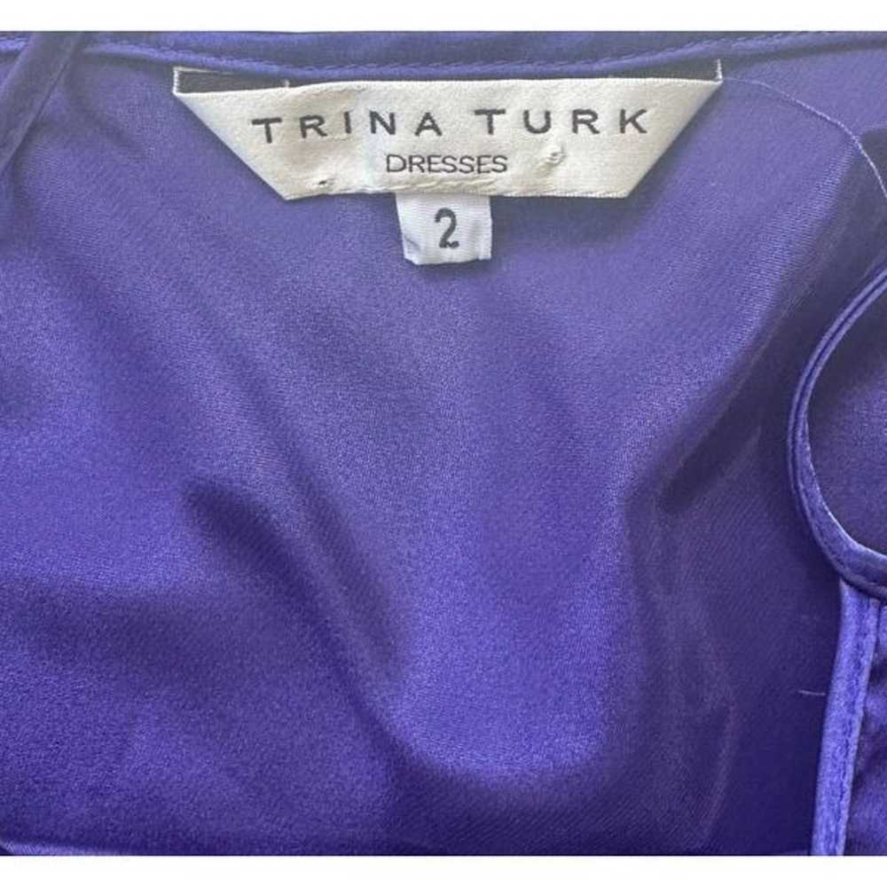 Trina Turk 100% Silk Satin Mini Dress Purple Size… - image 5