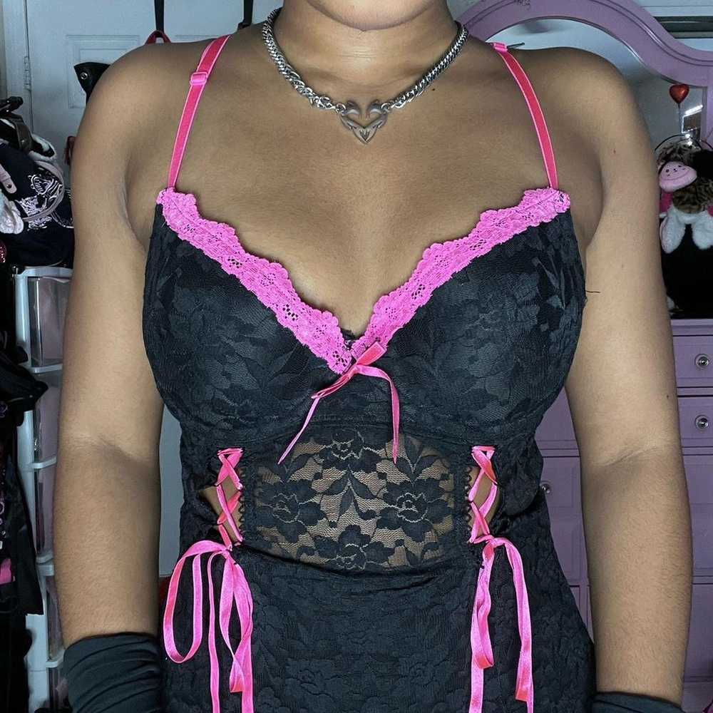 Black and Pink Mini Dress - image 2