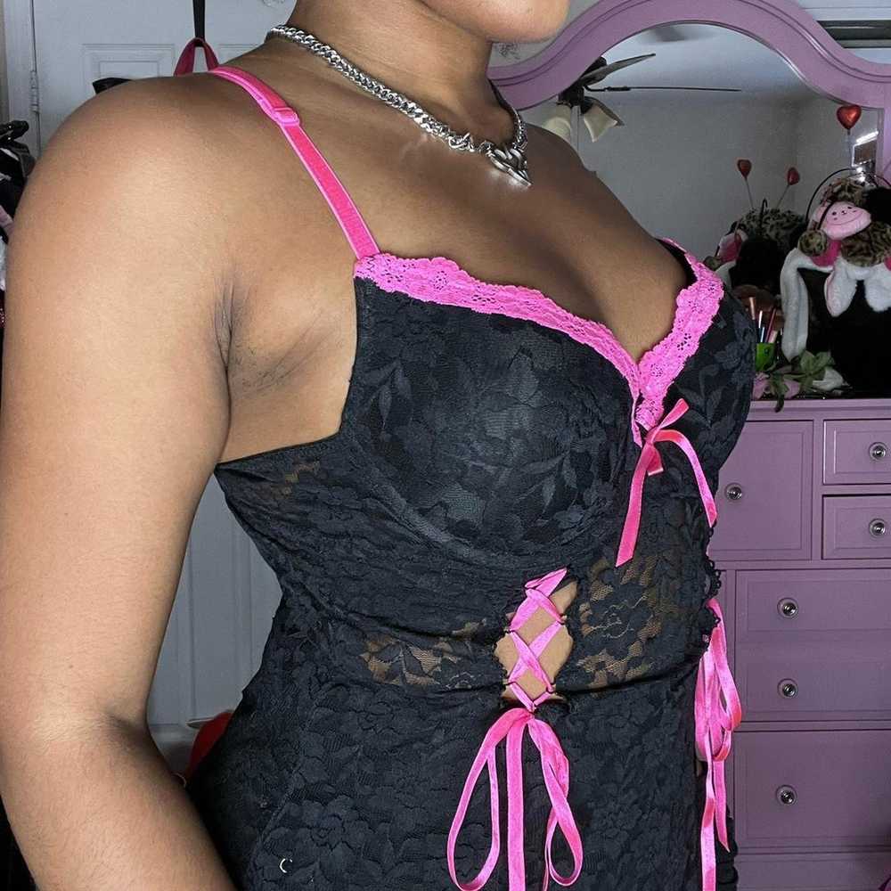 Black and Pink Mini Dress - image 7
